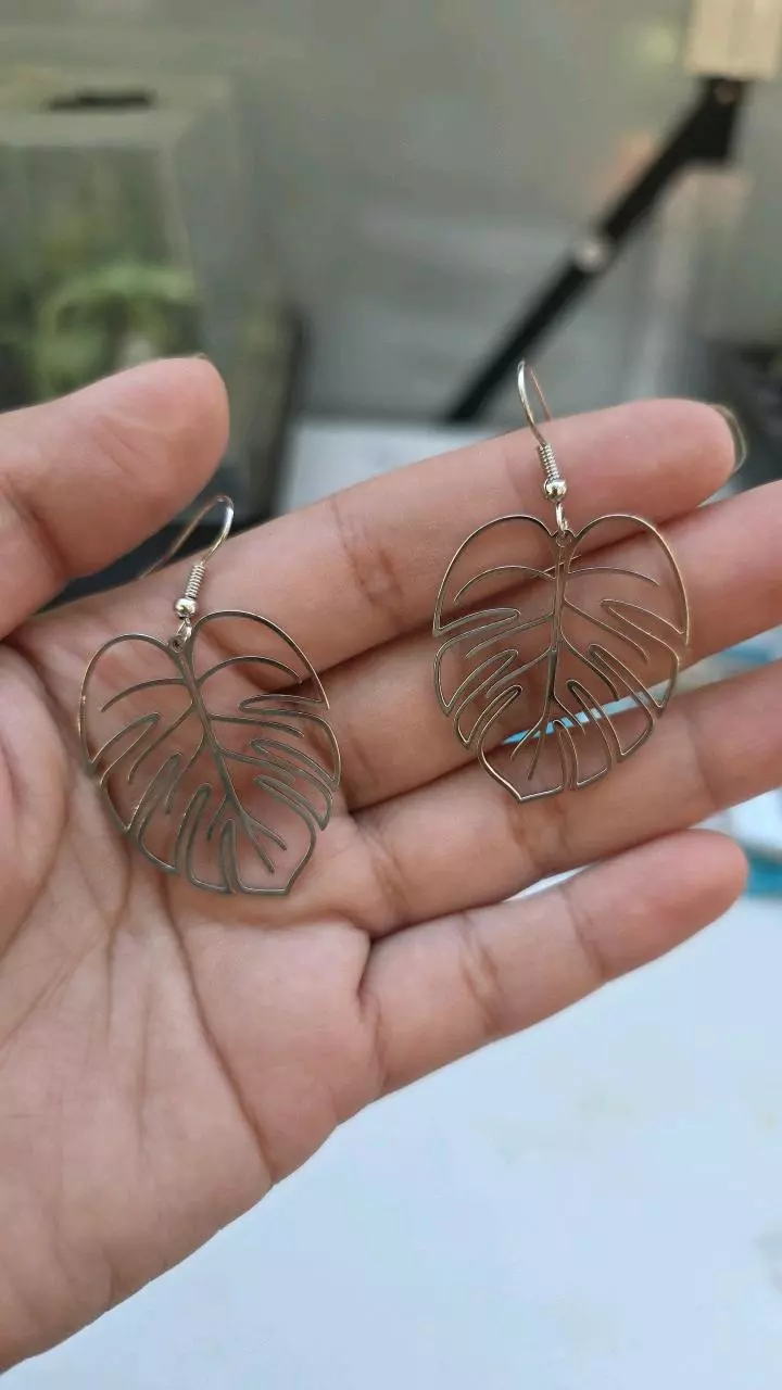 monstera earrongs silver color thumbnail