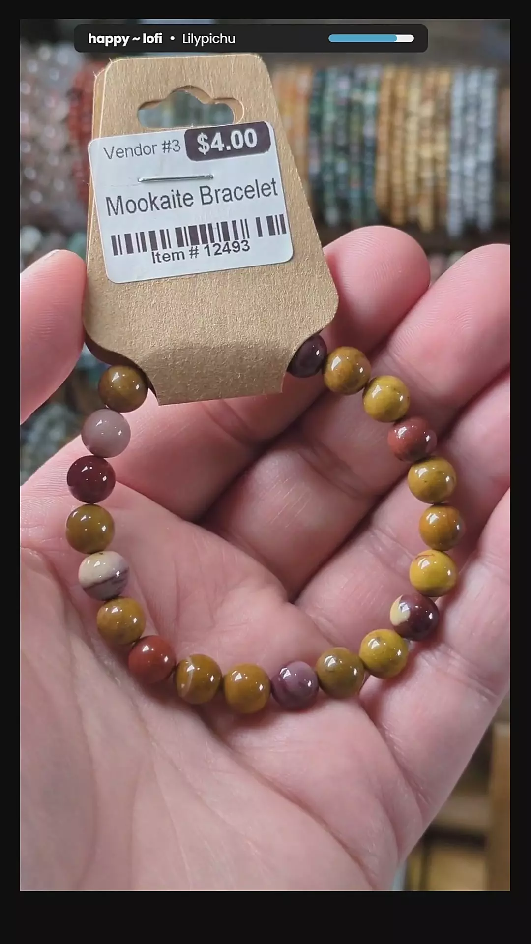 #12493 8mm Mookaite Stretch Bracelet thumbnail