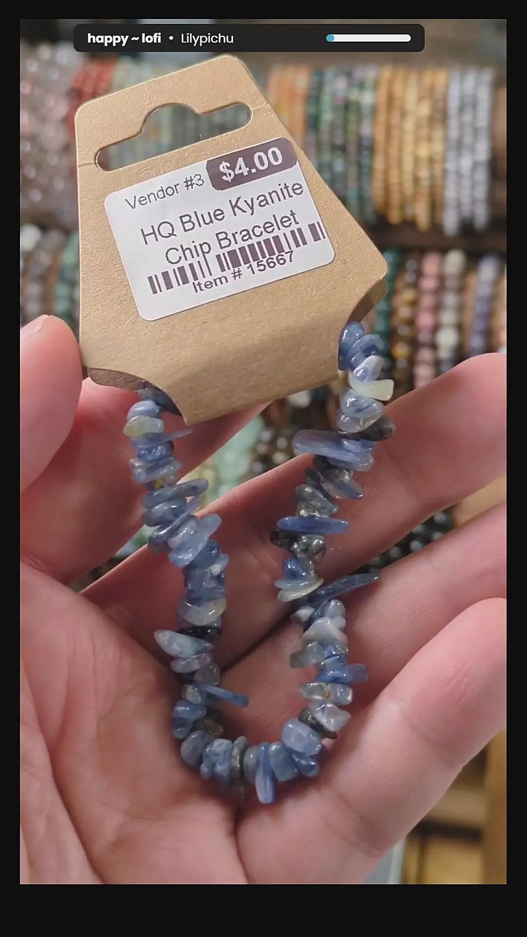 #15667 HQ Blue Kyanite Chip Stretch Bracelet thumbnail
