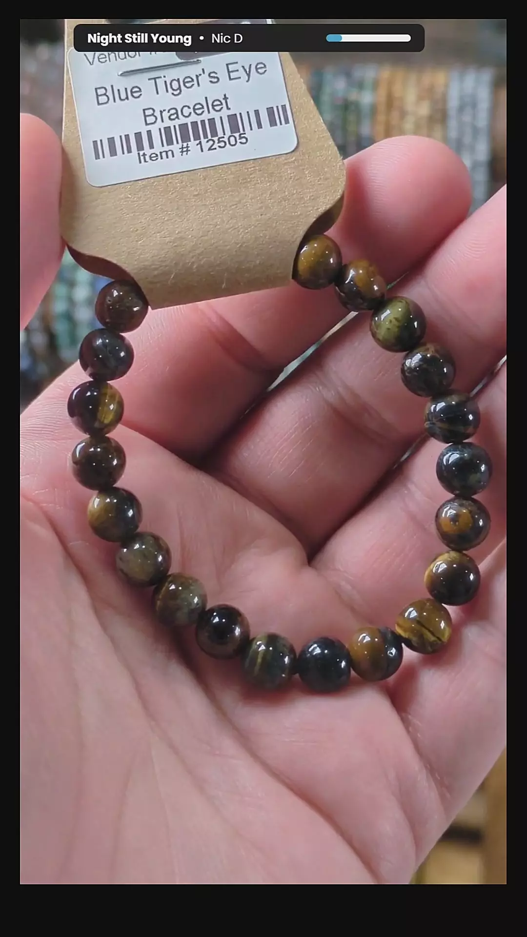 #12505 8mm Blue Tiger's Eye Stretch Bracelet thumbnail