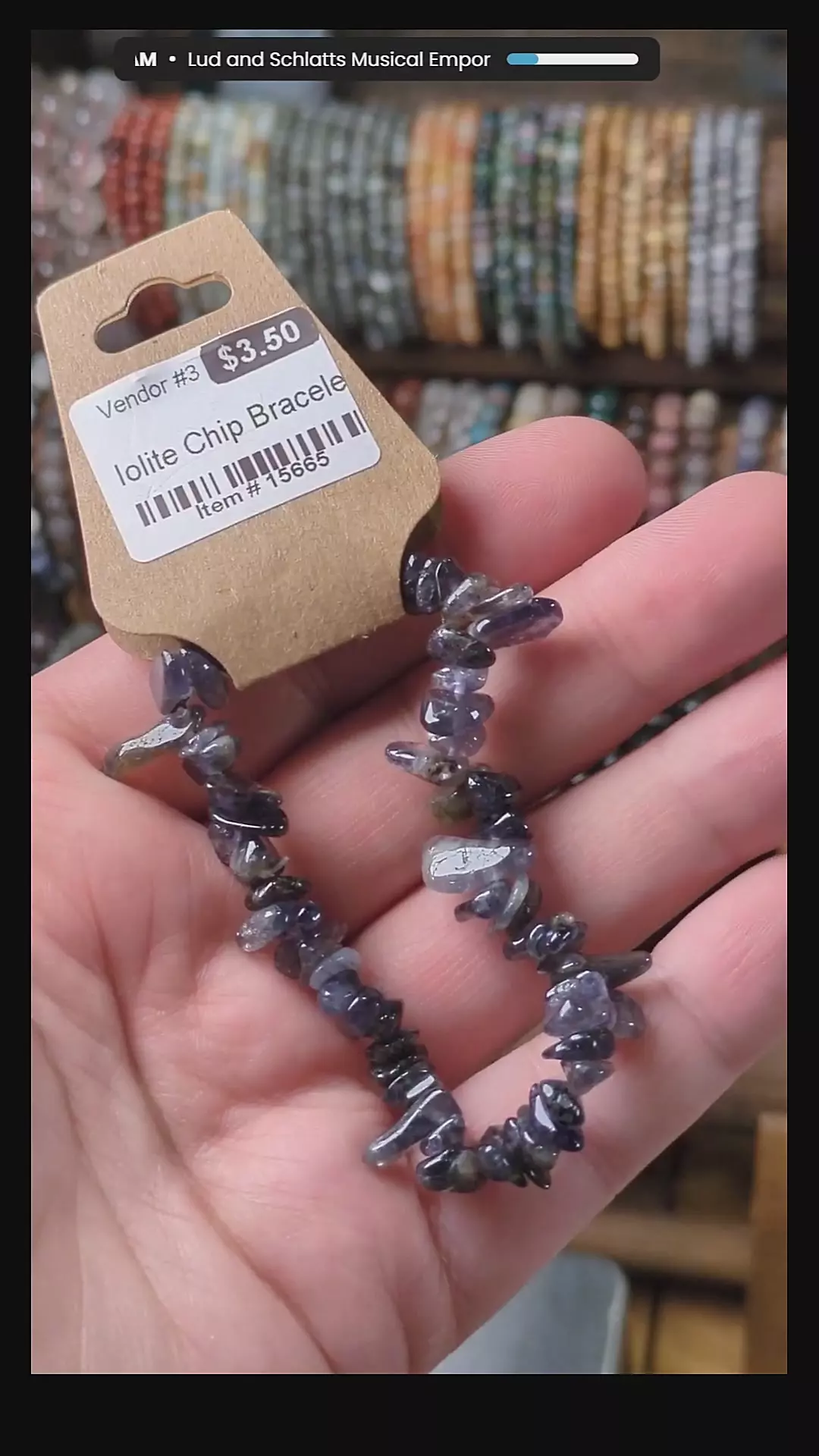 #15665 Iolite Chip Stretch Bracelet thumbnail