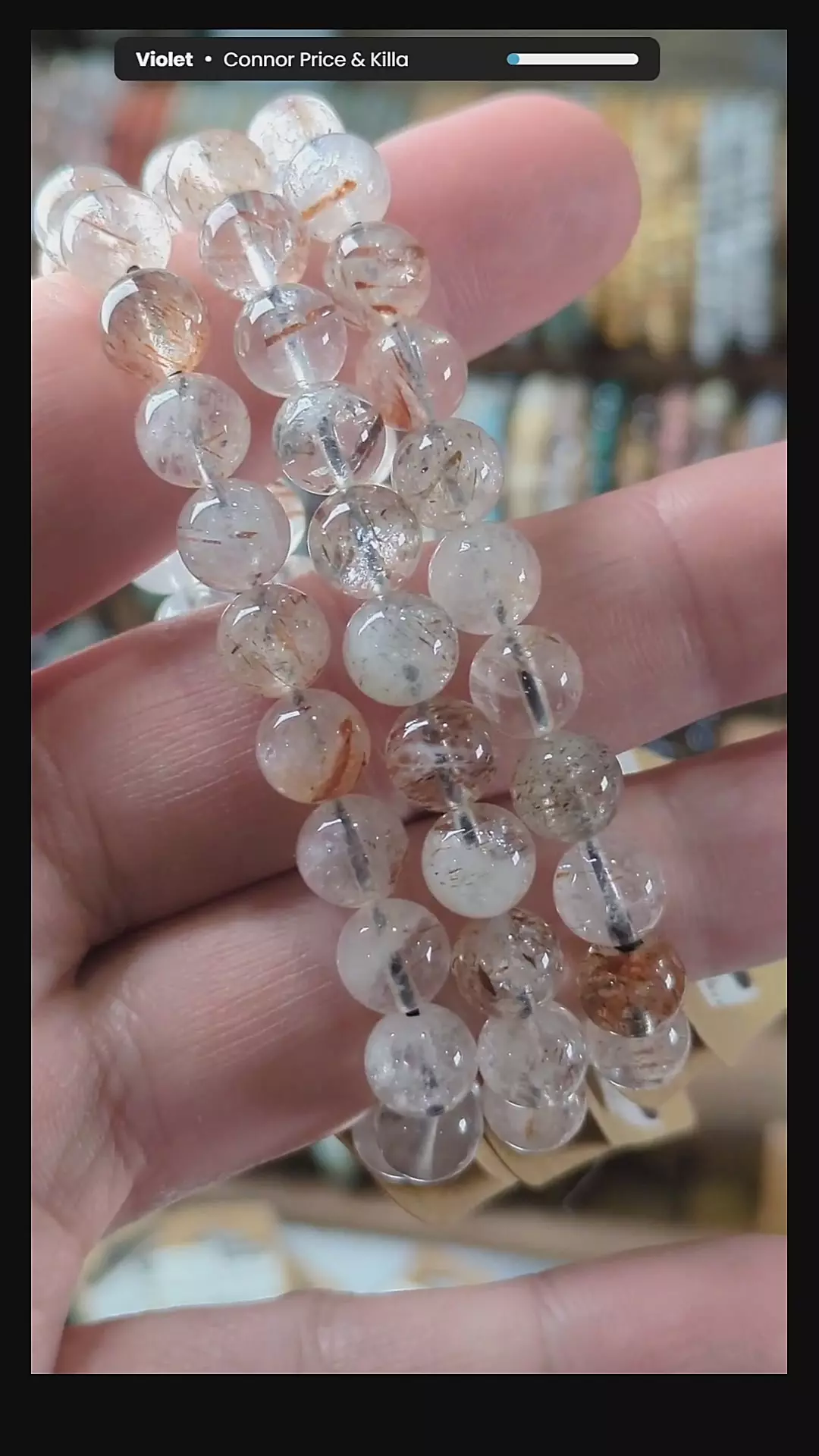 (1) #15274 8mm Rutilated Quartz Stretch Bracelet thumbnail