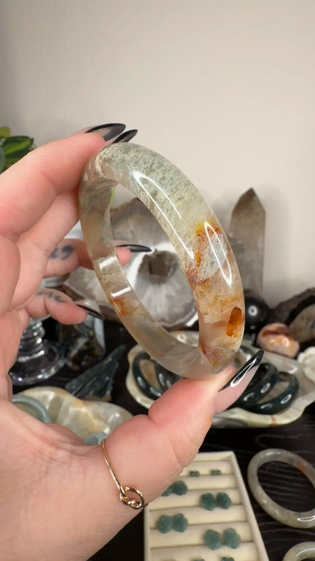 moss agate hard bangle 61 thumbnail
