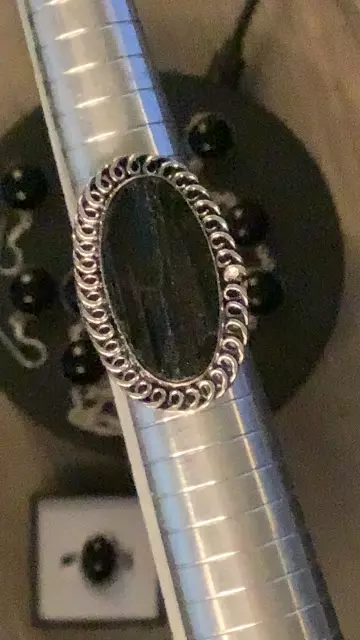 Tourmaline Black 925 Silver Size 8.5 thumbnail