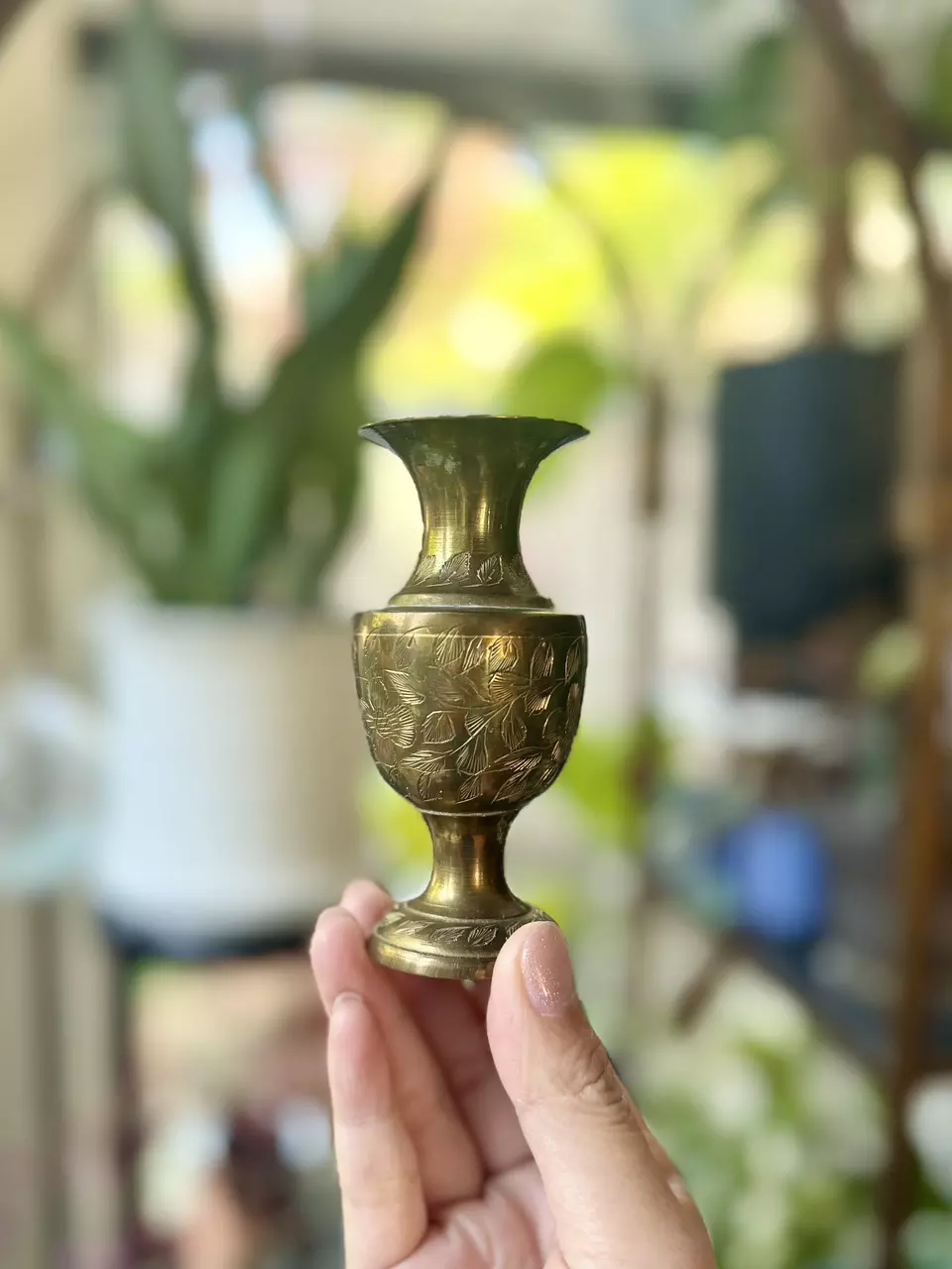 Etched brass bud vase thumbnail