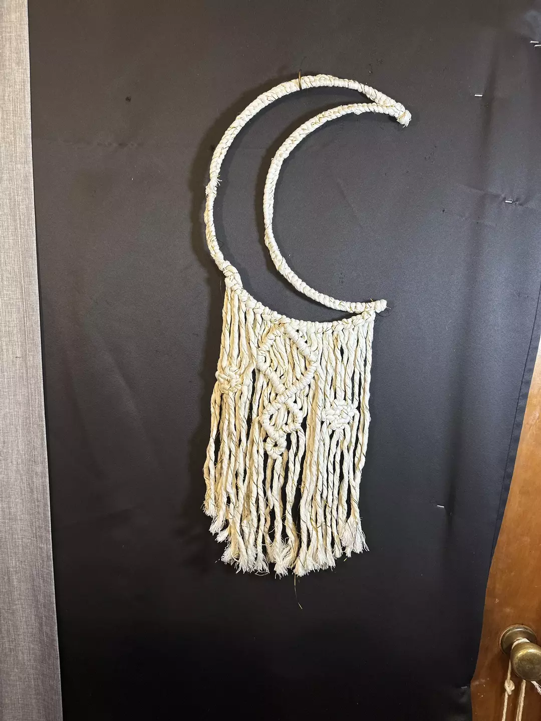  Large moon Dreamcatcher, beige with gold tinsel thumbnail