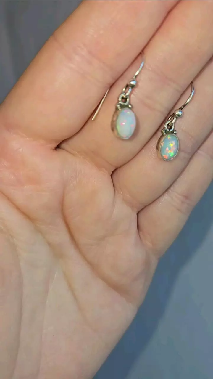 Ethiopian Opal Danglers | White thumbnail