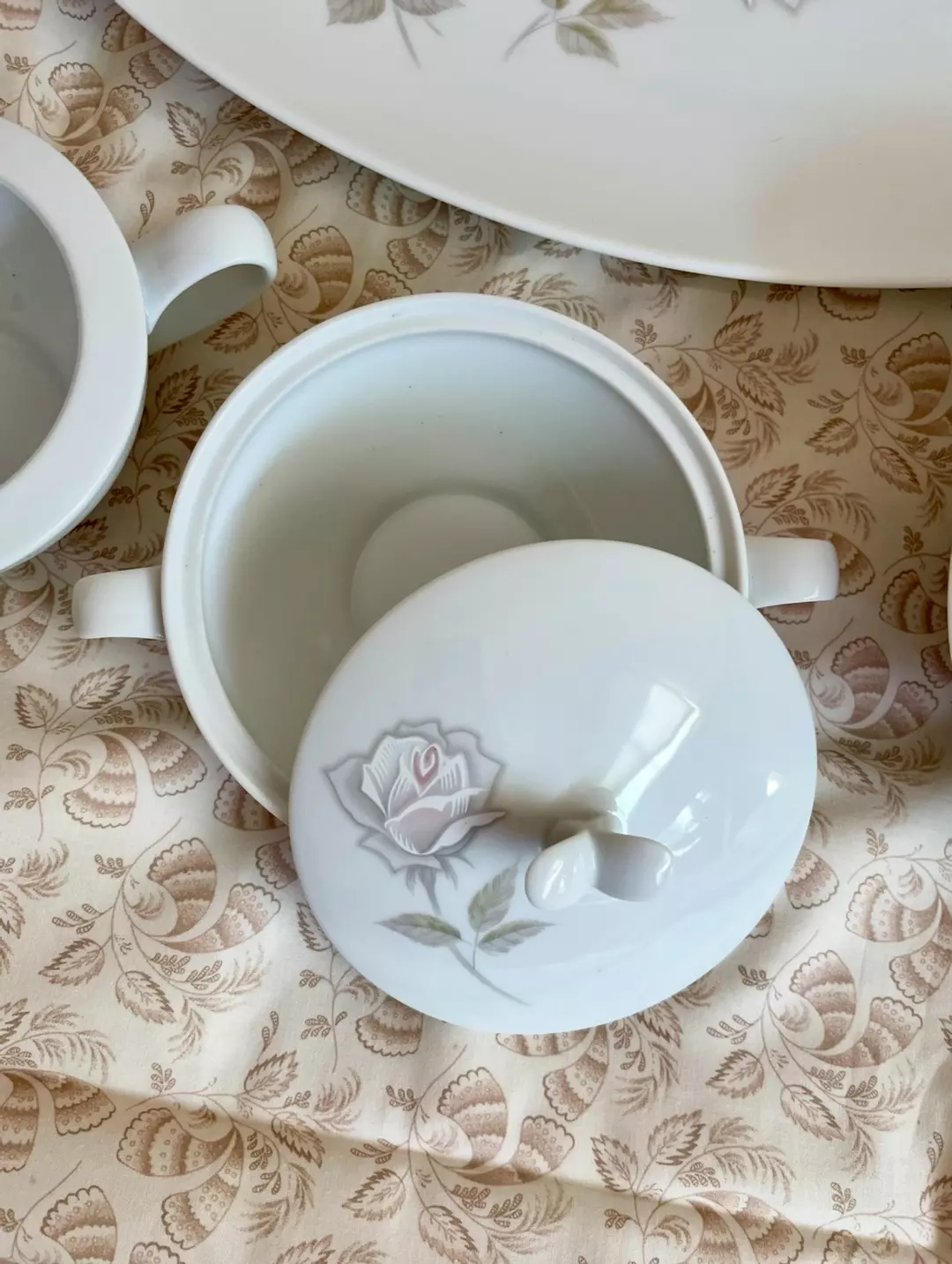 Noritake Eden Rose Handled Sugar w/ Lid thumbnail