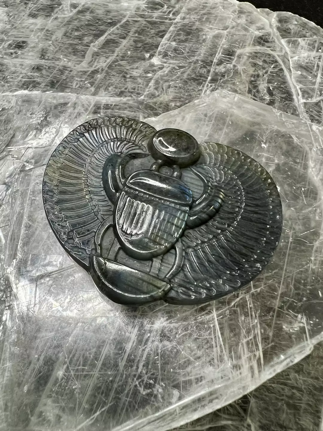 Labradorite Ancient Egyptian scarab beetle thumbnail