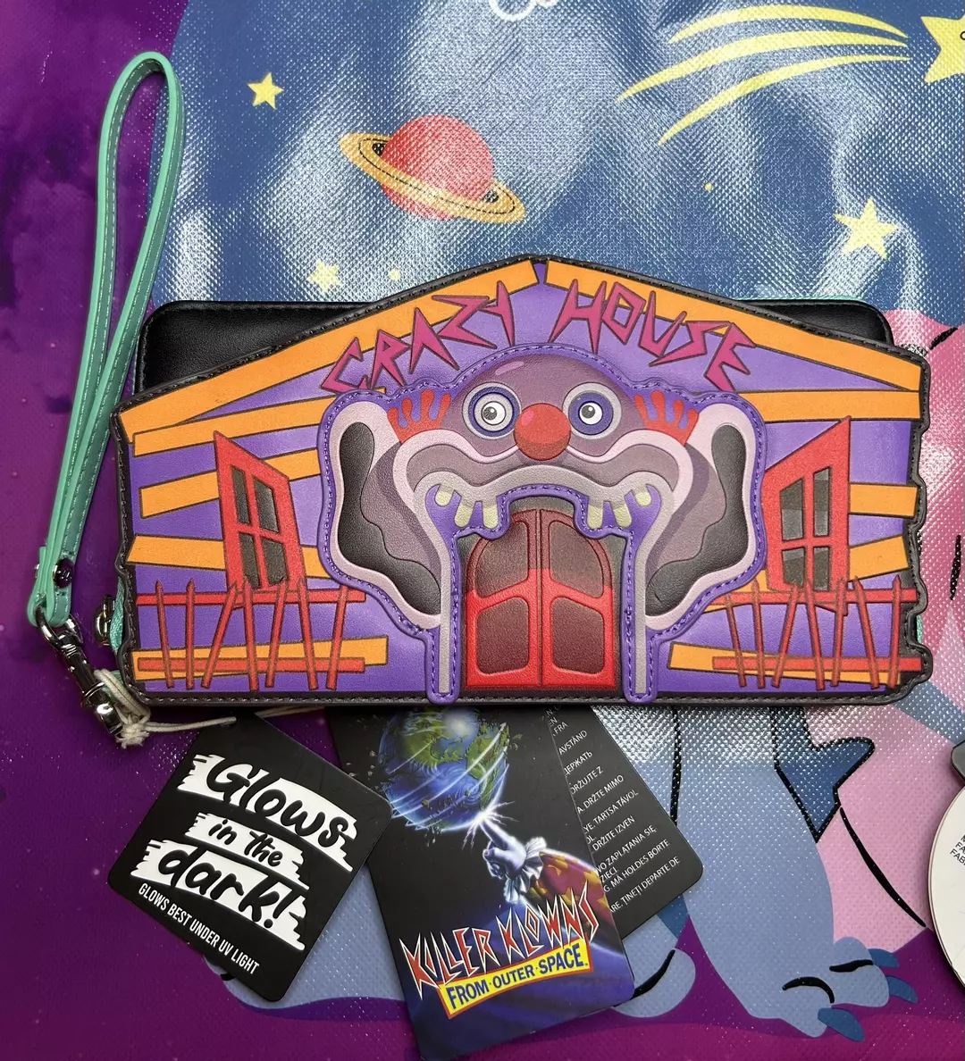 LOUNGEFLY MGM KILLER CLOWNS FROM OUTER SPACE ZIP AROUND WALLET NWT thumbnail