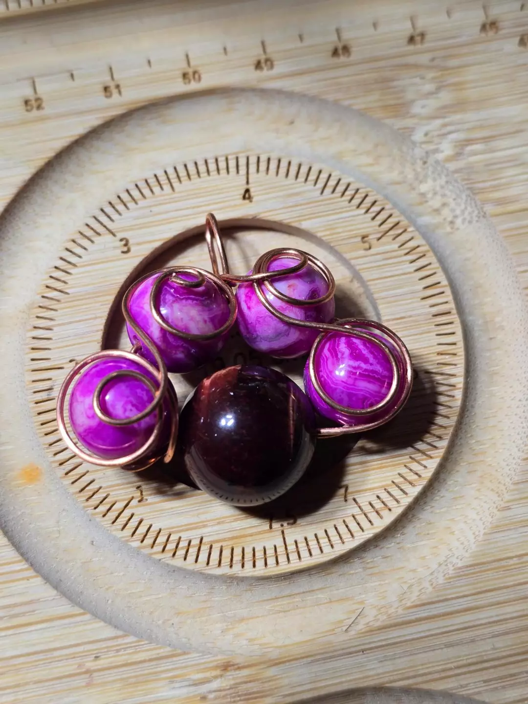 Wire wrapped Paw necklace pink and gold agate thumbnail