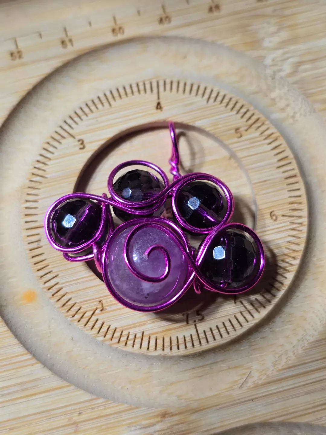 Wire wrapped paw necklace milk amethyst and purple cristal thumbnail