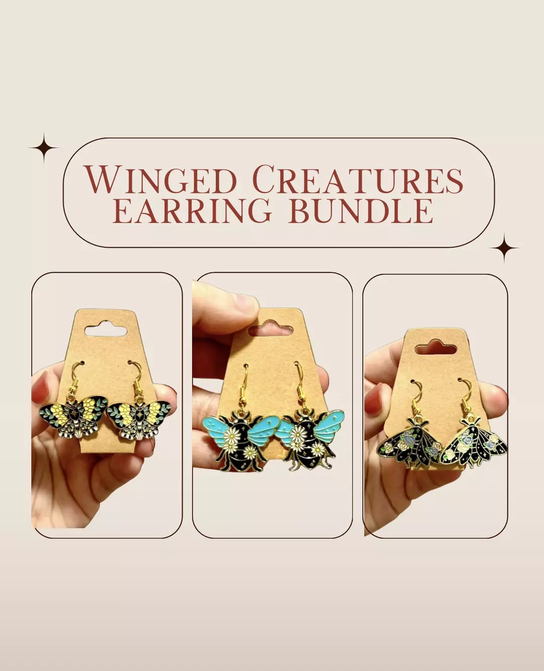Winged creatures earrings bundle (3 total) thumbnail