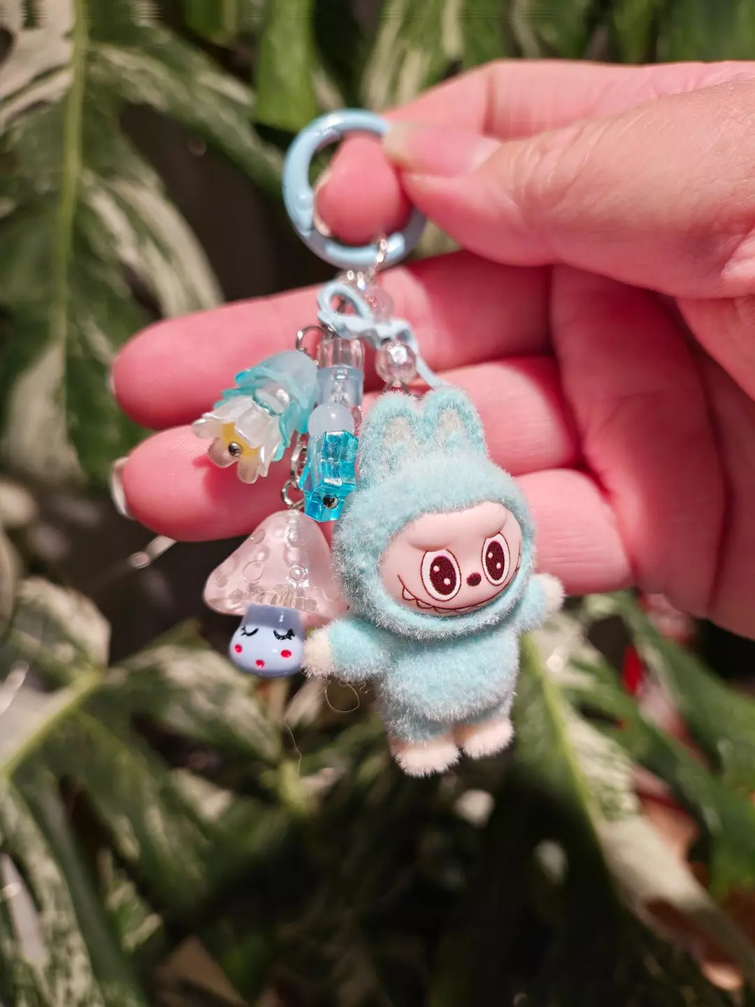 Ady's Kawaii Jems blue 🍄 Labubu charm keychain  thumbnail