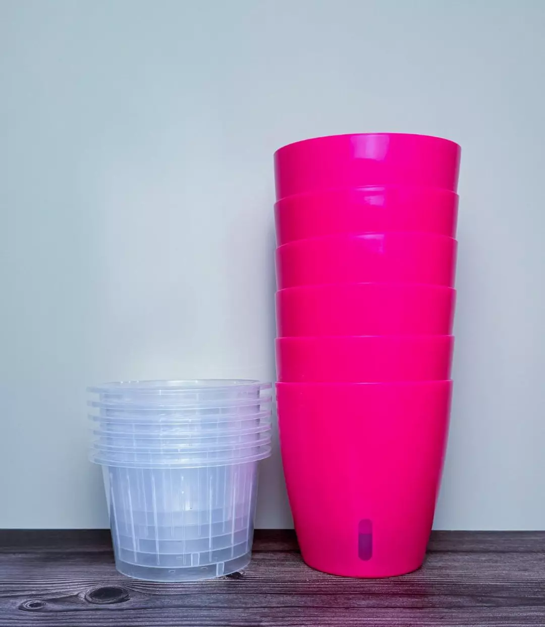 Set of 6 self watering pots - hot pink 4" diameter thumbnail