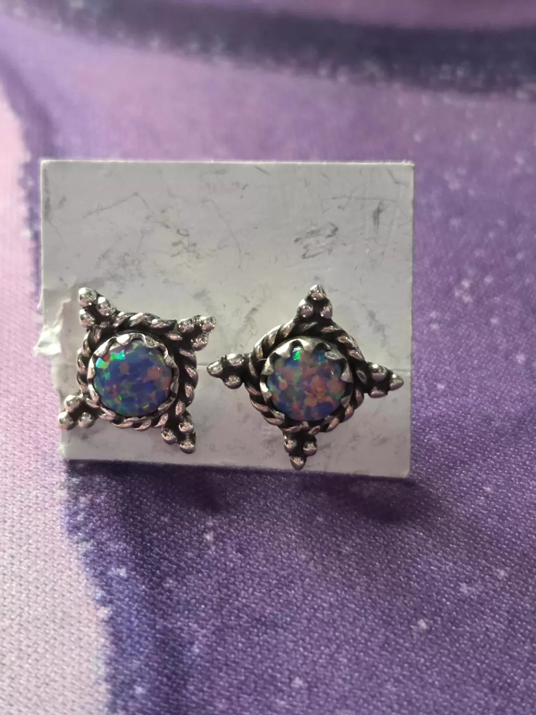 STERLING OPAL EARRINGS SMALL thumbnail