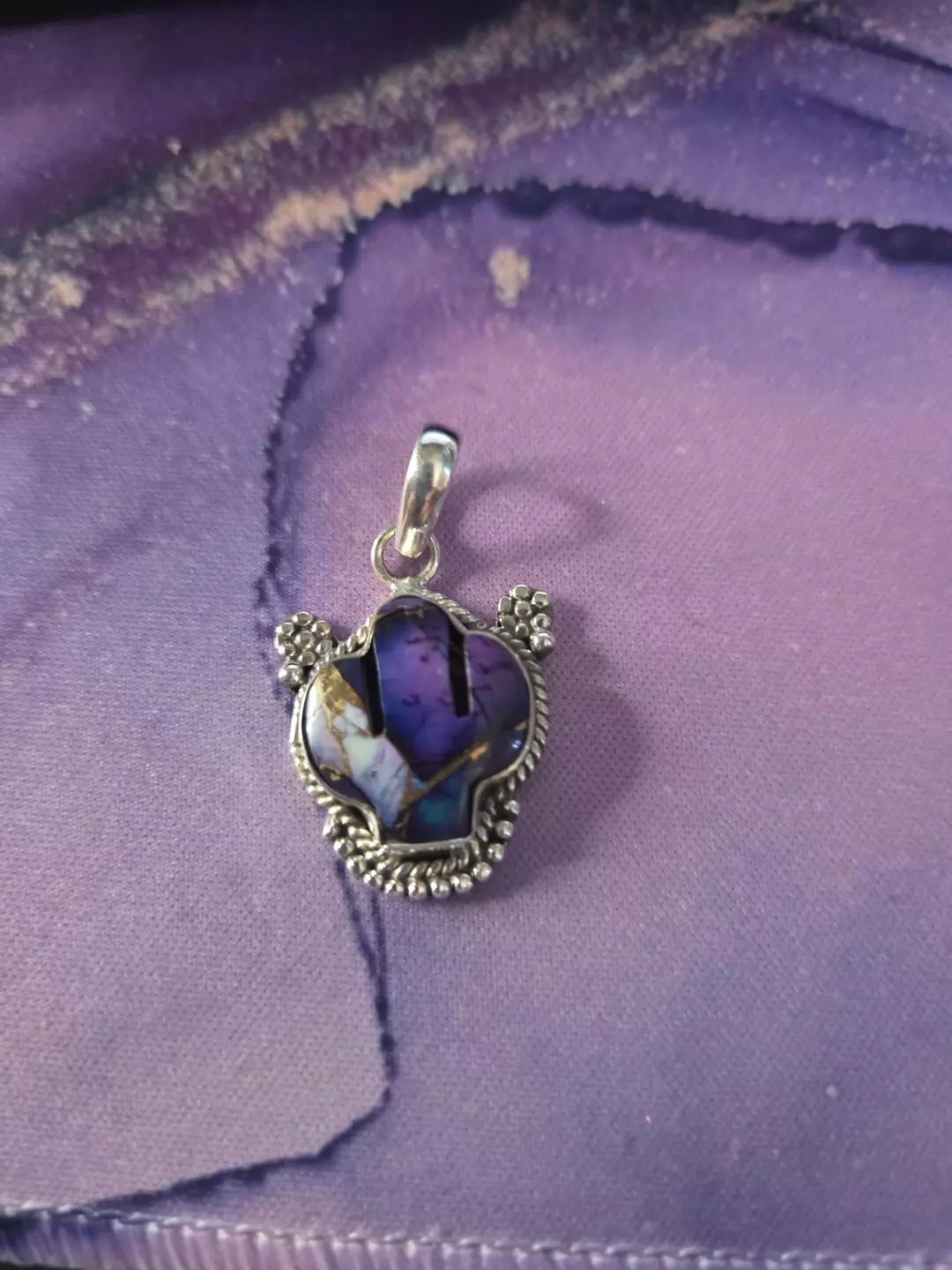 STERLING SILVER PURPLE DAHLIA PENDANT thumbnail