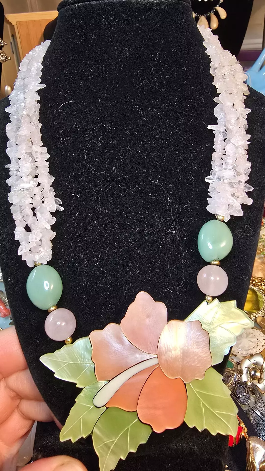 Lee Sands orginal 1980 Necklace with gems stones thumbnail