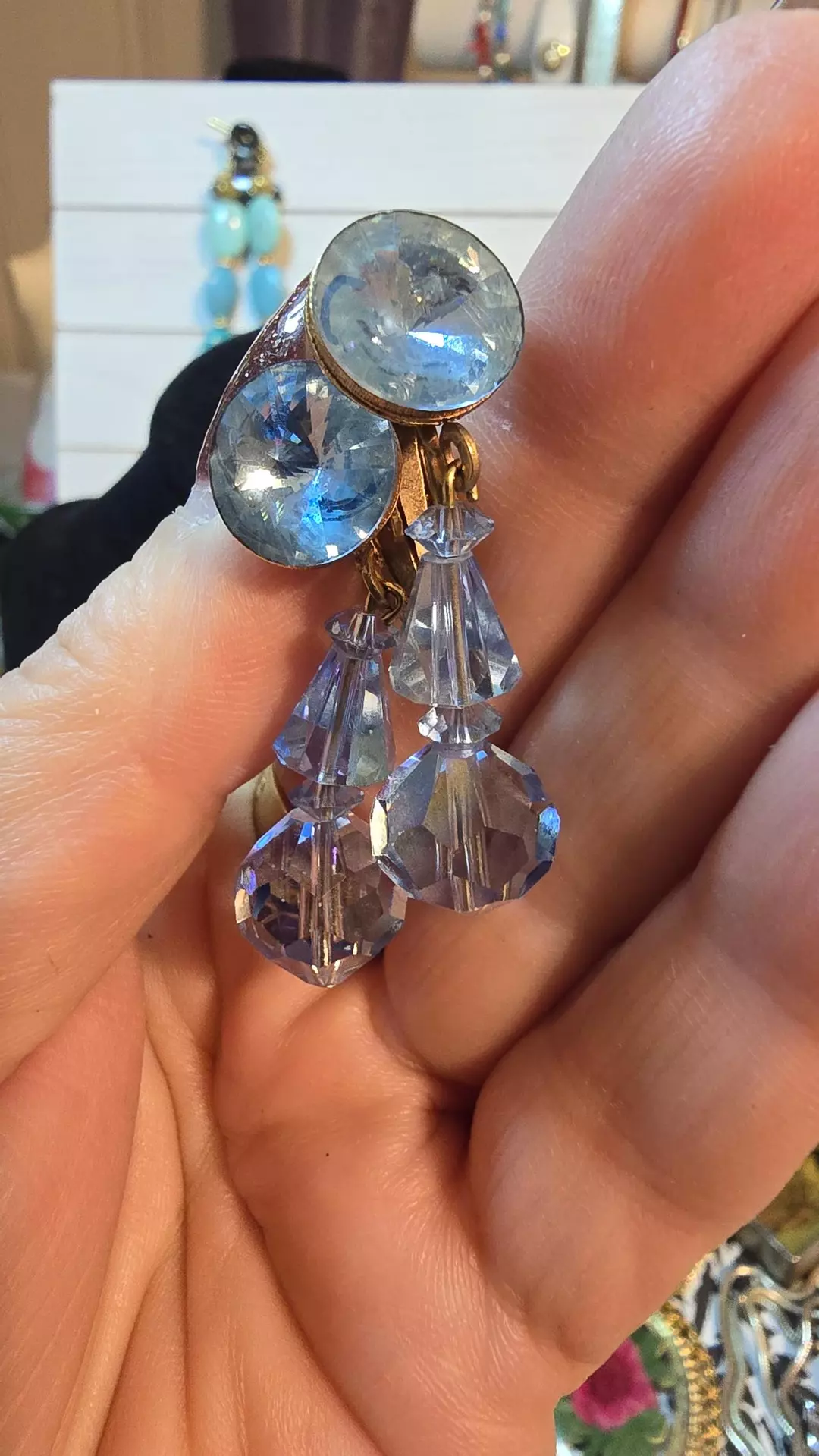 Czech crystal glass earrings clips  thumbnail