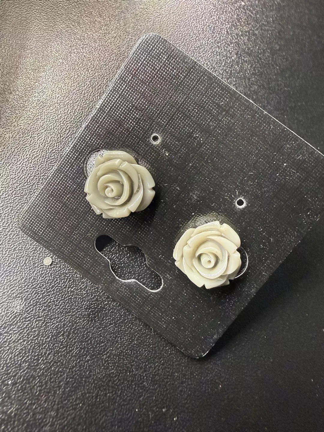 Grey Rose Earrings  thumbnail
