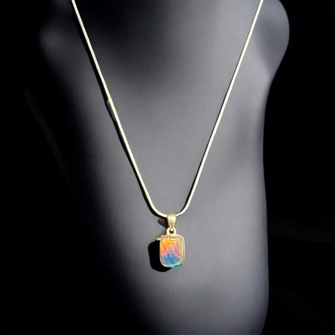 Aurora Opal Faceted Sterling Pendant thumbnail