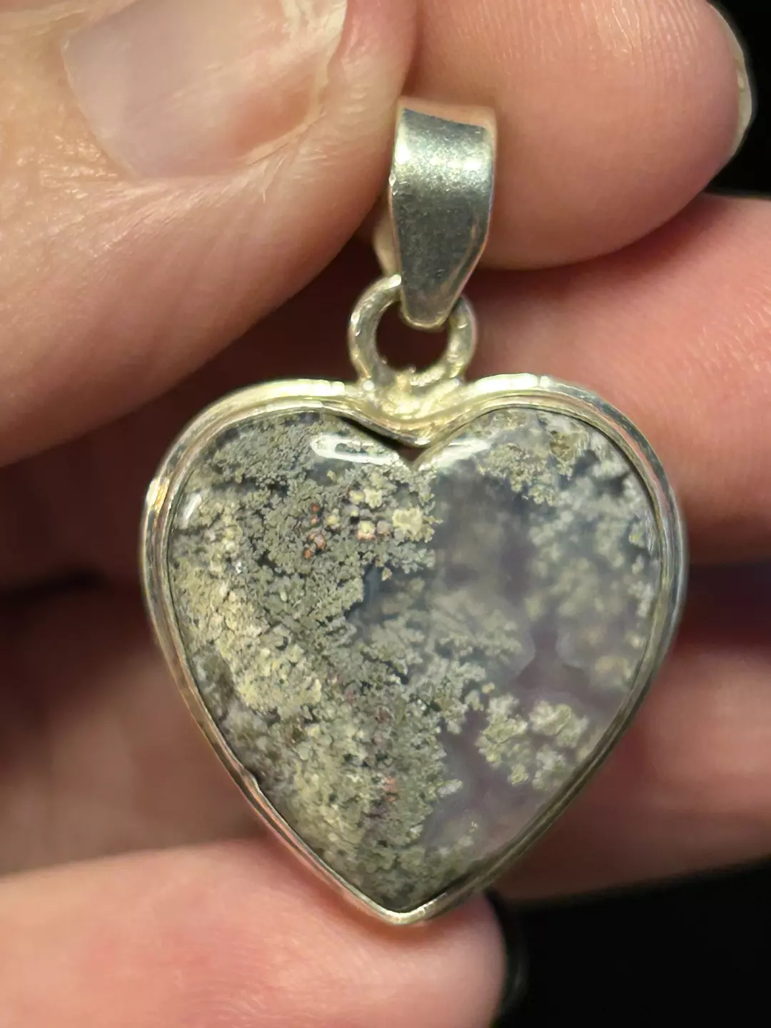 Moss Agate Sterling Heart Pendant thumbnail