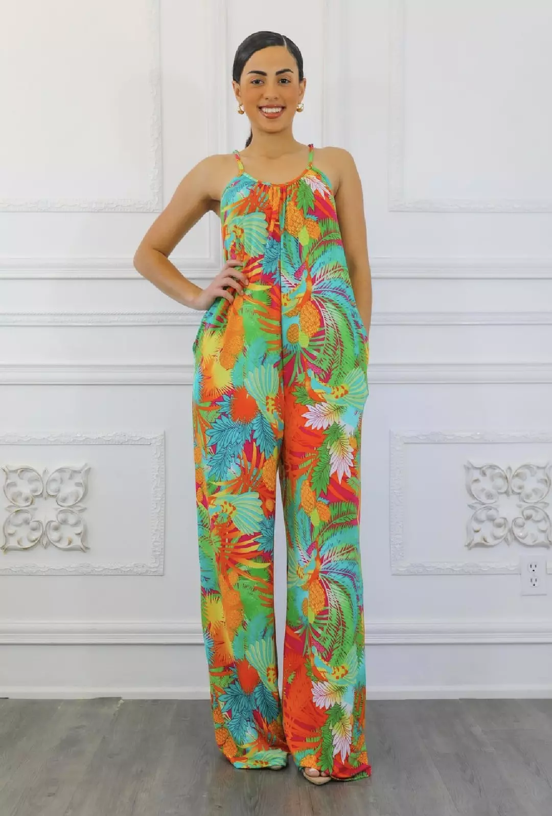Gorgeous tropical print jumpsuit thumbnail