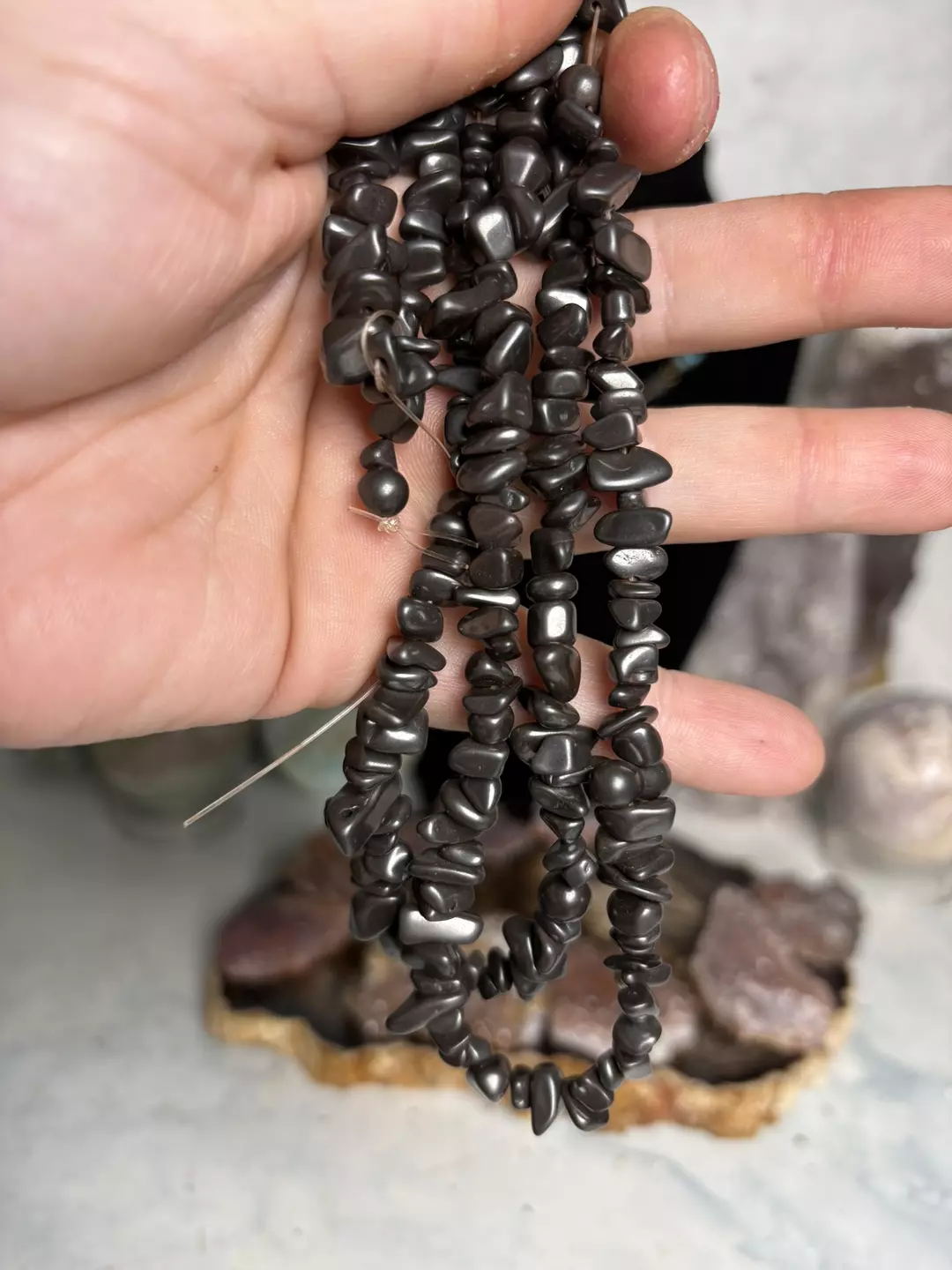 28” Hematite Chip Bead Strand thumbnail