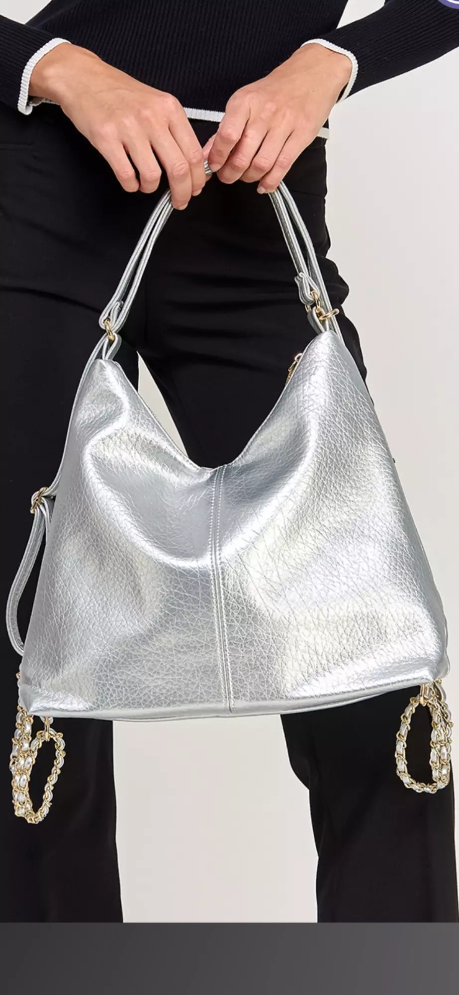 Silver gold chained tote  thumbnail
