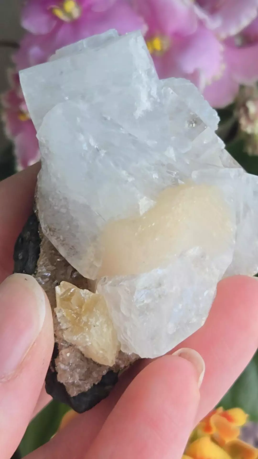 Apophyllite, peach stilbite and zeolite thumbnail