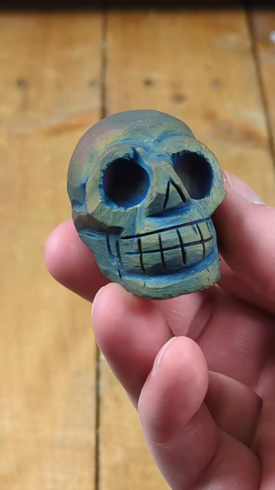 #8755 Titanium Coated Druzy Skull ~93 Grams Was $14 thumbnail