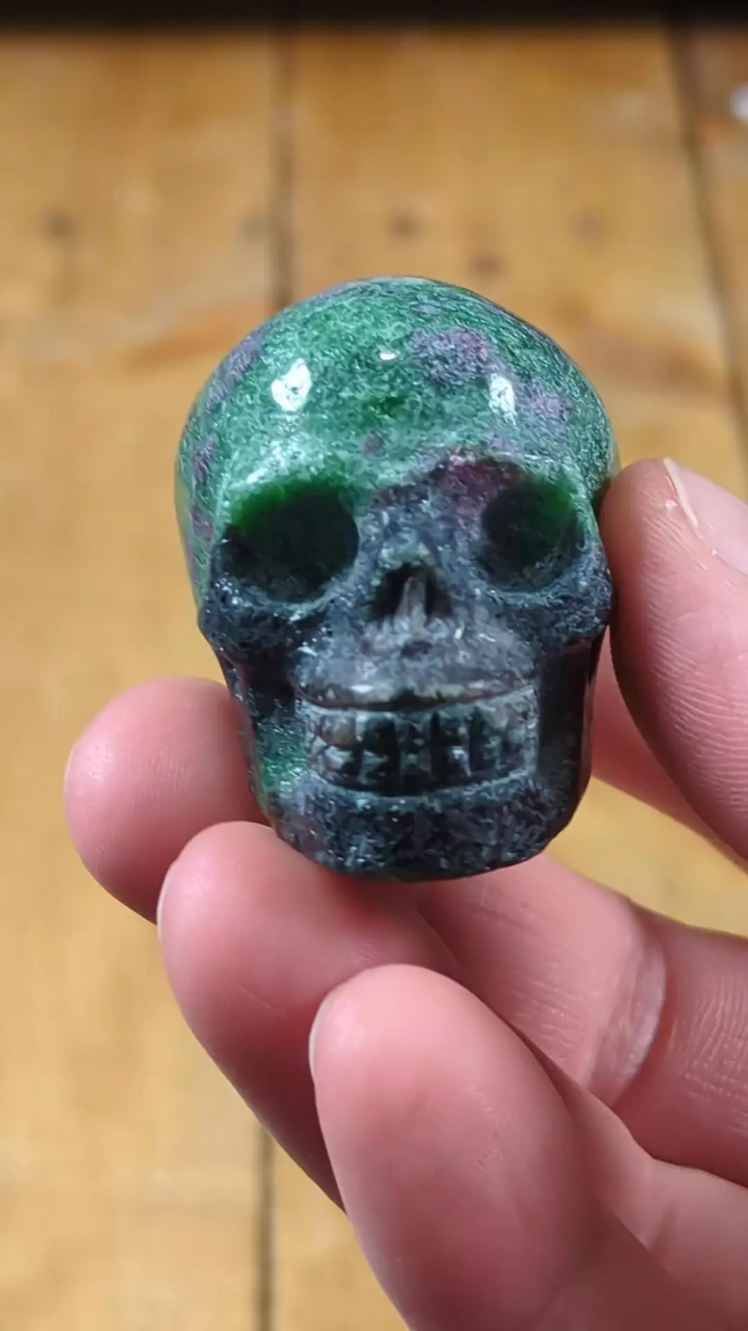 #5555 Ruby Zoisite (UV) Skull ~90 Grams Was $18 thumbnail