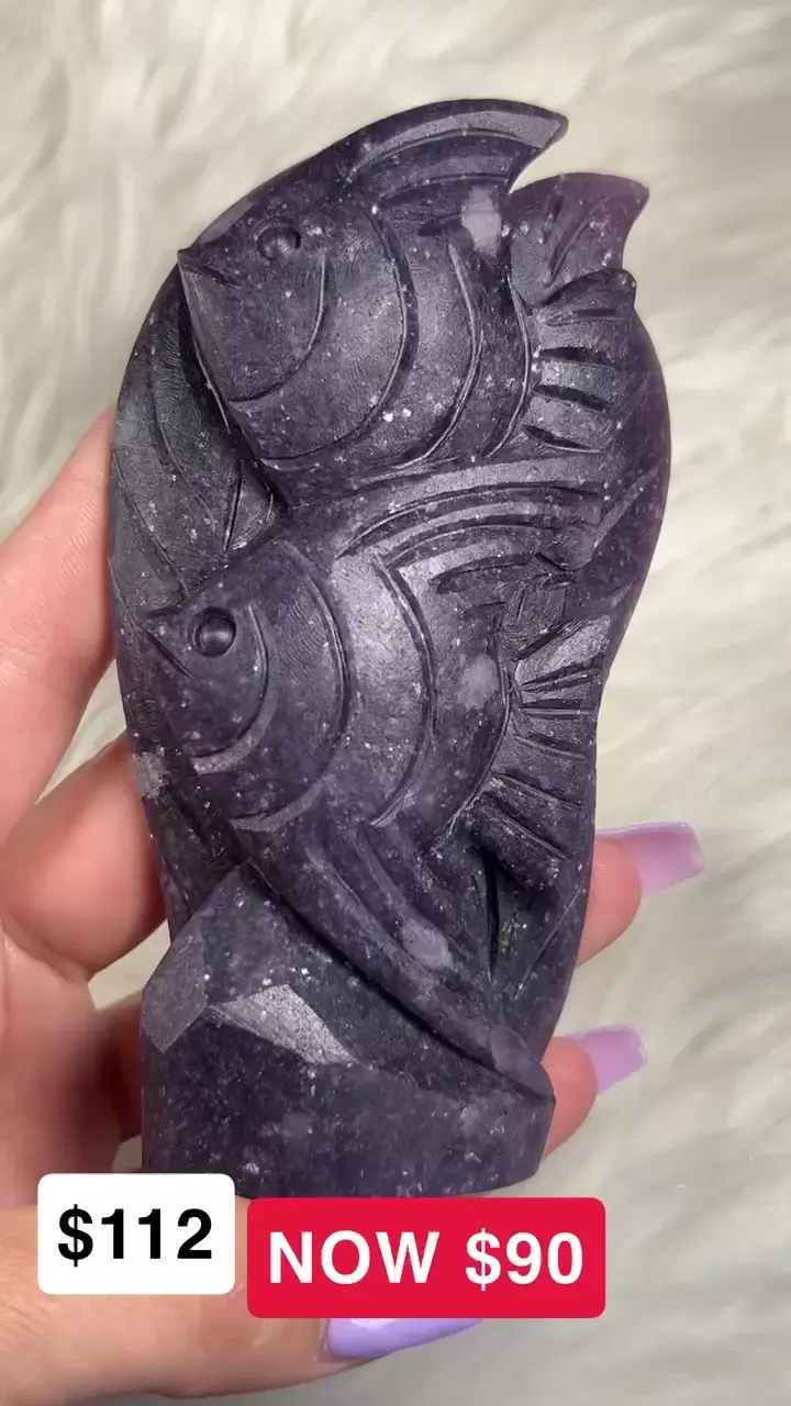 Lepidolite Fishies Freeform (Mineral Oil On It) thumbnail