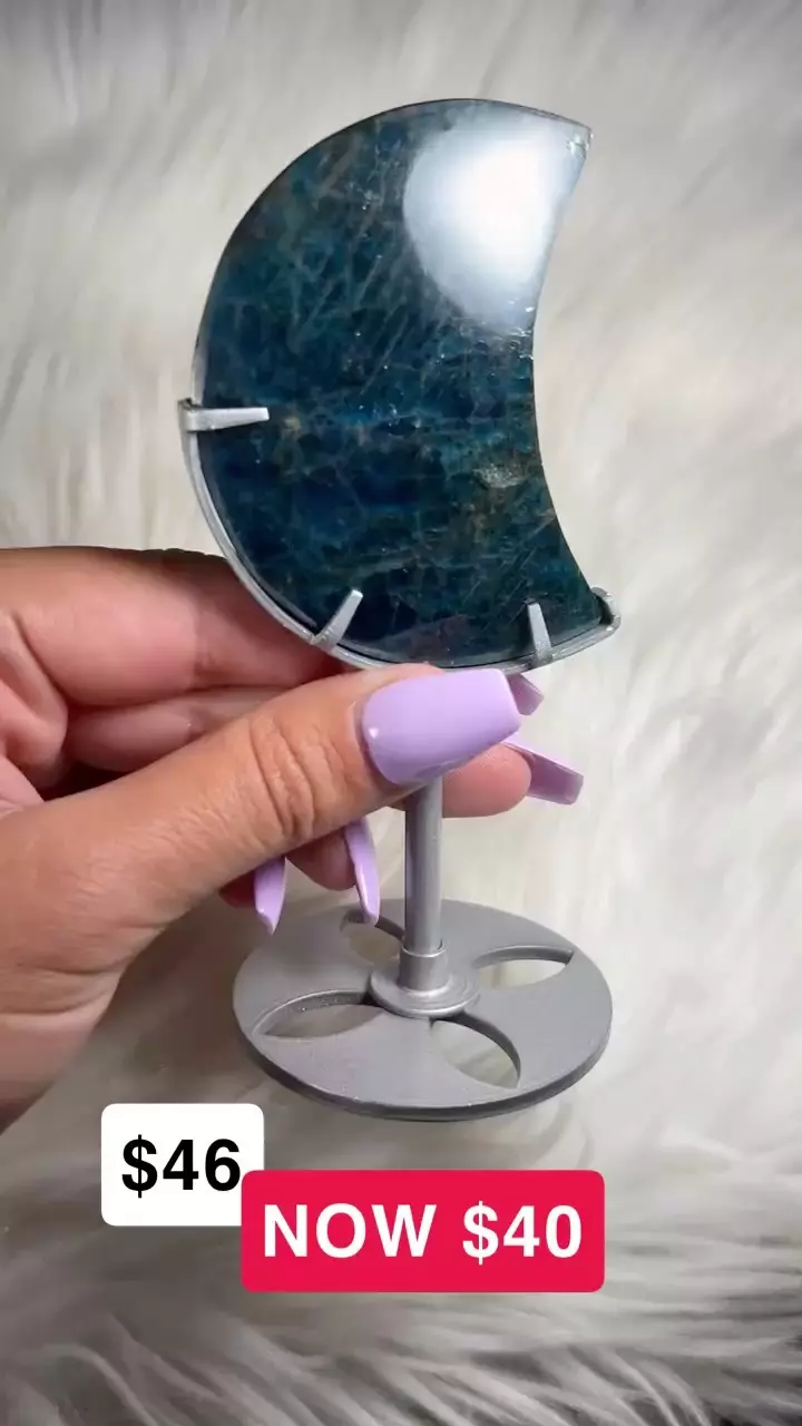 Blue Apatite Moon w/ Stand thumbnail
