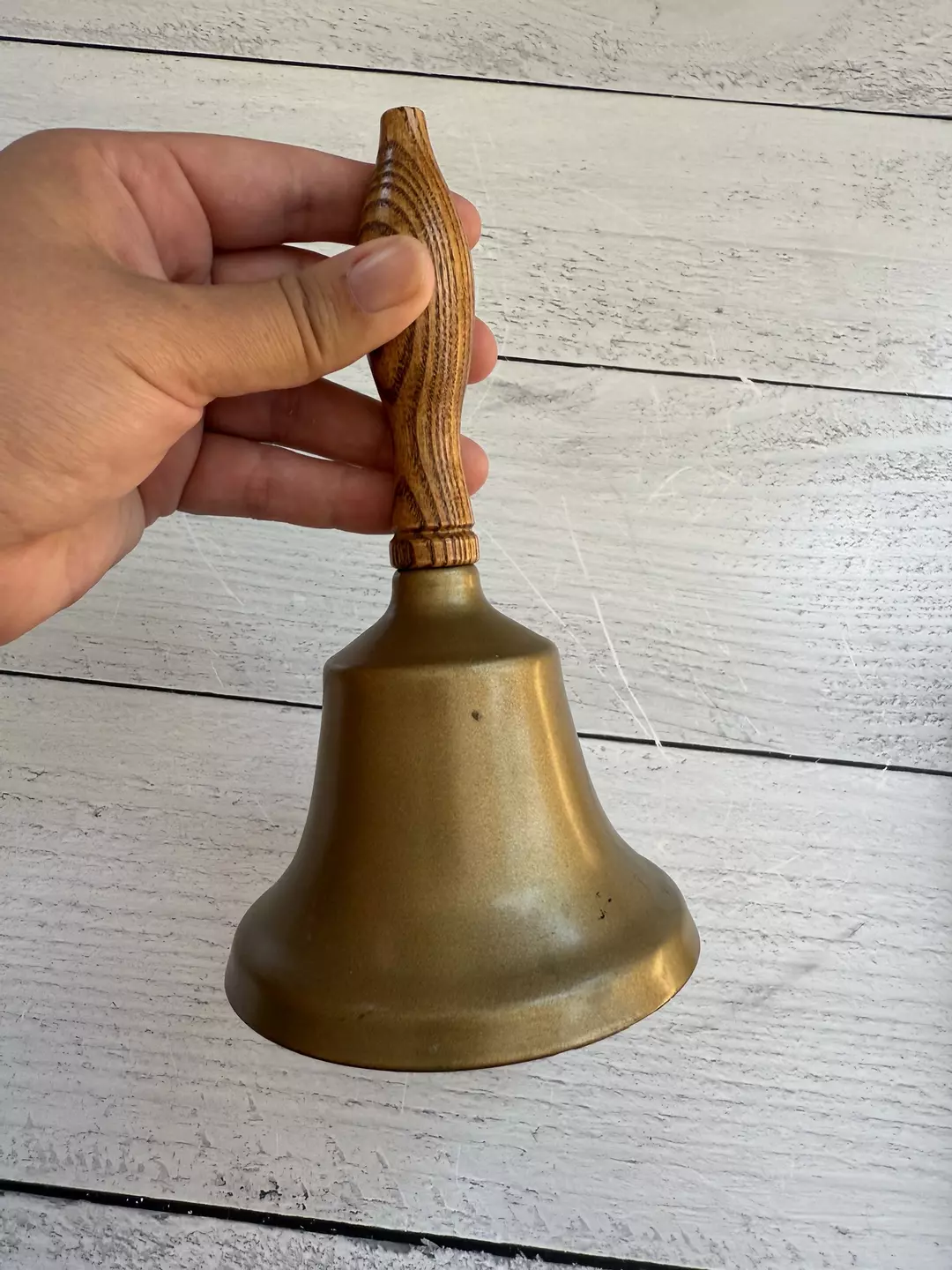 Metal and wood dinner bell thumbnail