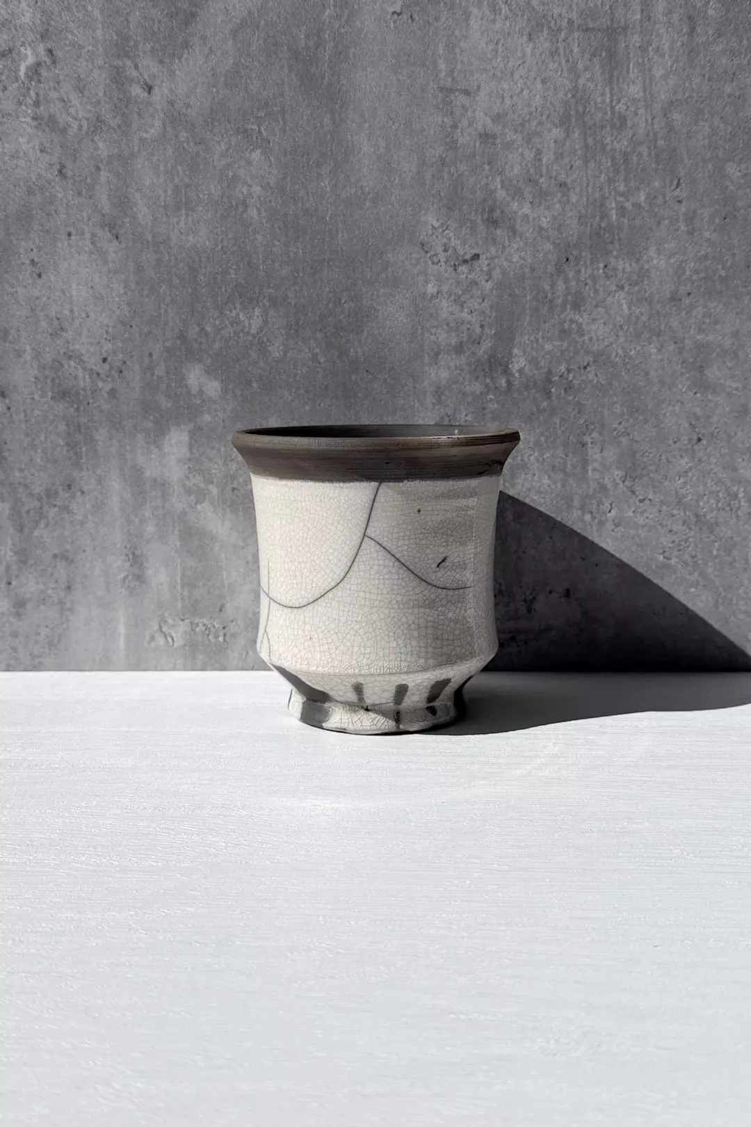 Small White Raku Crackle Planter - Interior: 3 1/4" W x 3 7/8" D thumbnail