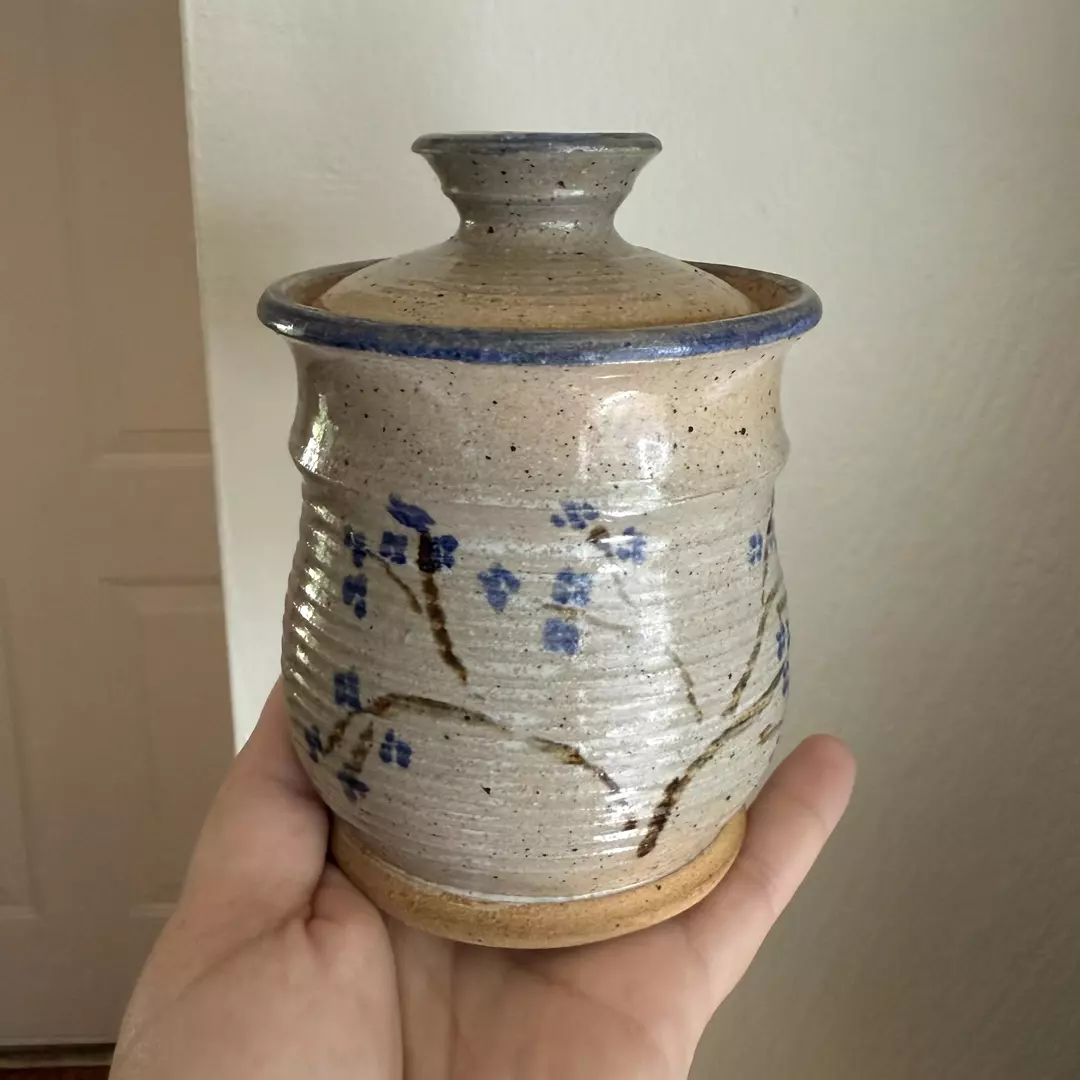 Small pottery with lid thumbnail