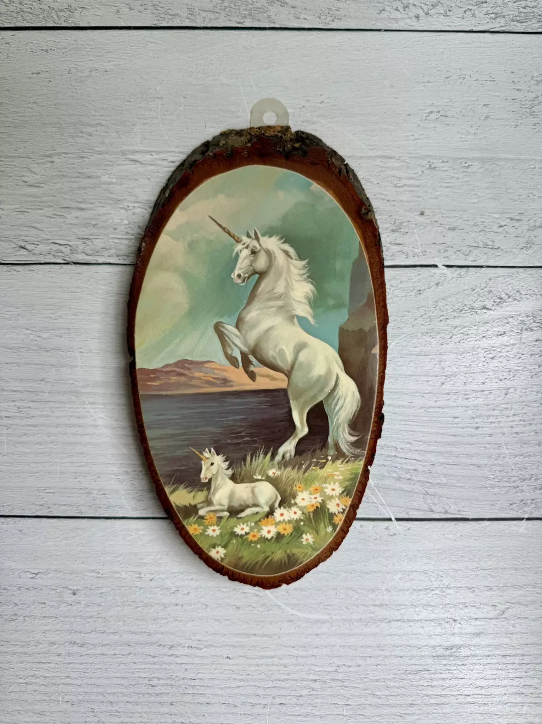 Unicorn on wood art thumbnail
