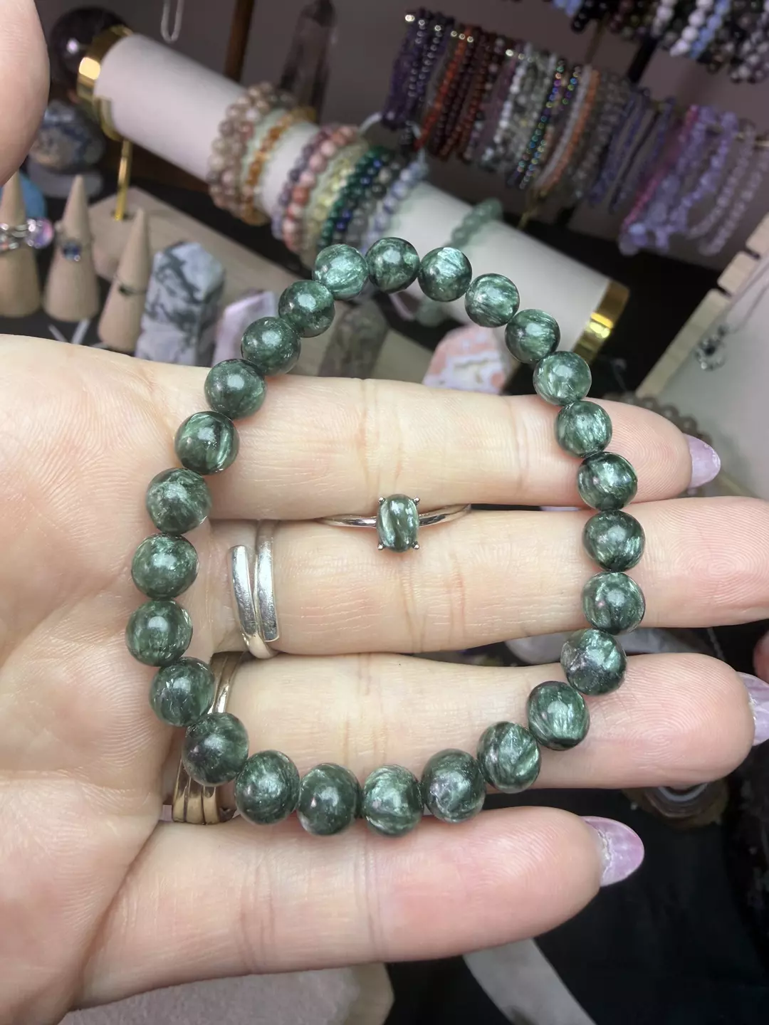 seraphinite adjustable s925 ring and 7mm thumbnail