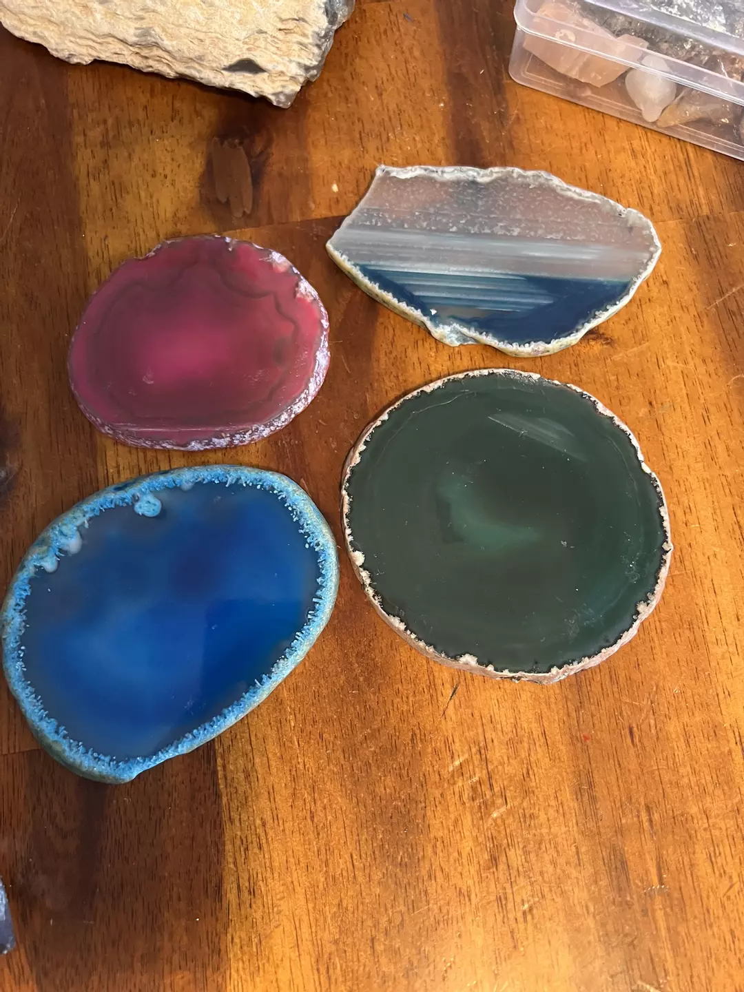 4 dyed agate slices thumbnail