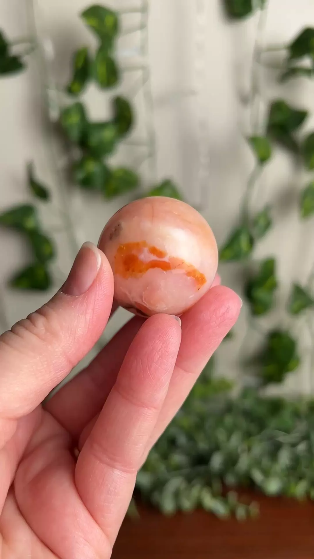 Carnelian in Flower Agate Sphere thumbnail