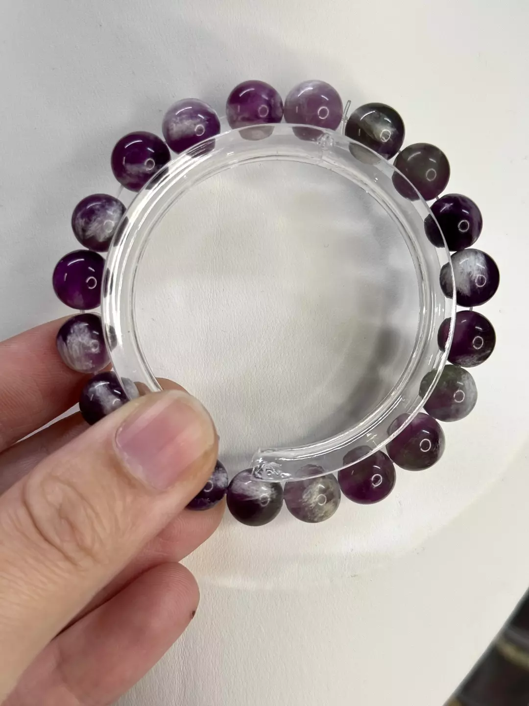 $25| Feather Fluorite Bracelet 10mm | 6.5” thumbnail