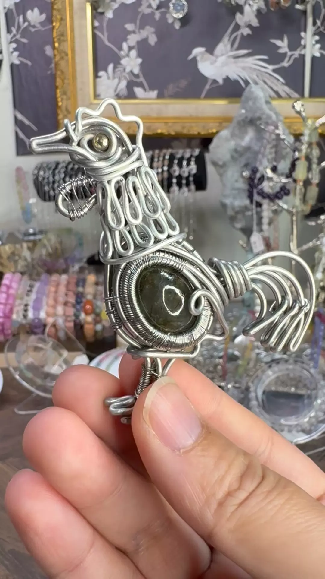 $45|3601 Labradorite Wirewrapped Chicken Silver Plated Pendant • Handmade from Indonesia  thumbnail