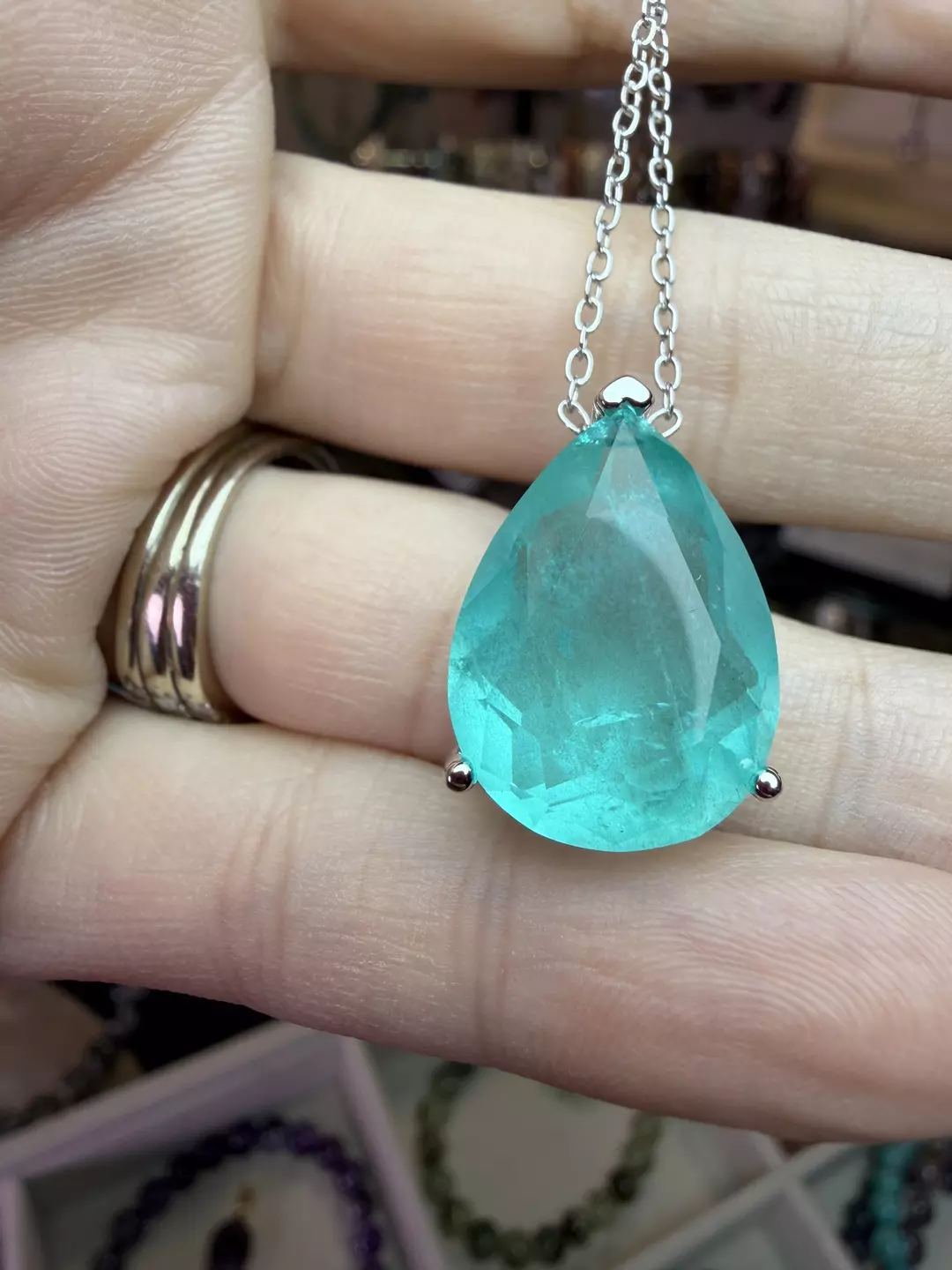 Rare Paraiba Tourmaline s925 necklace thumbnail