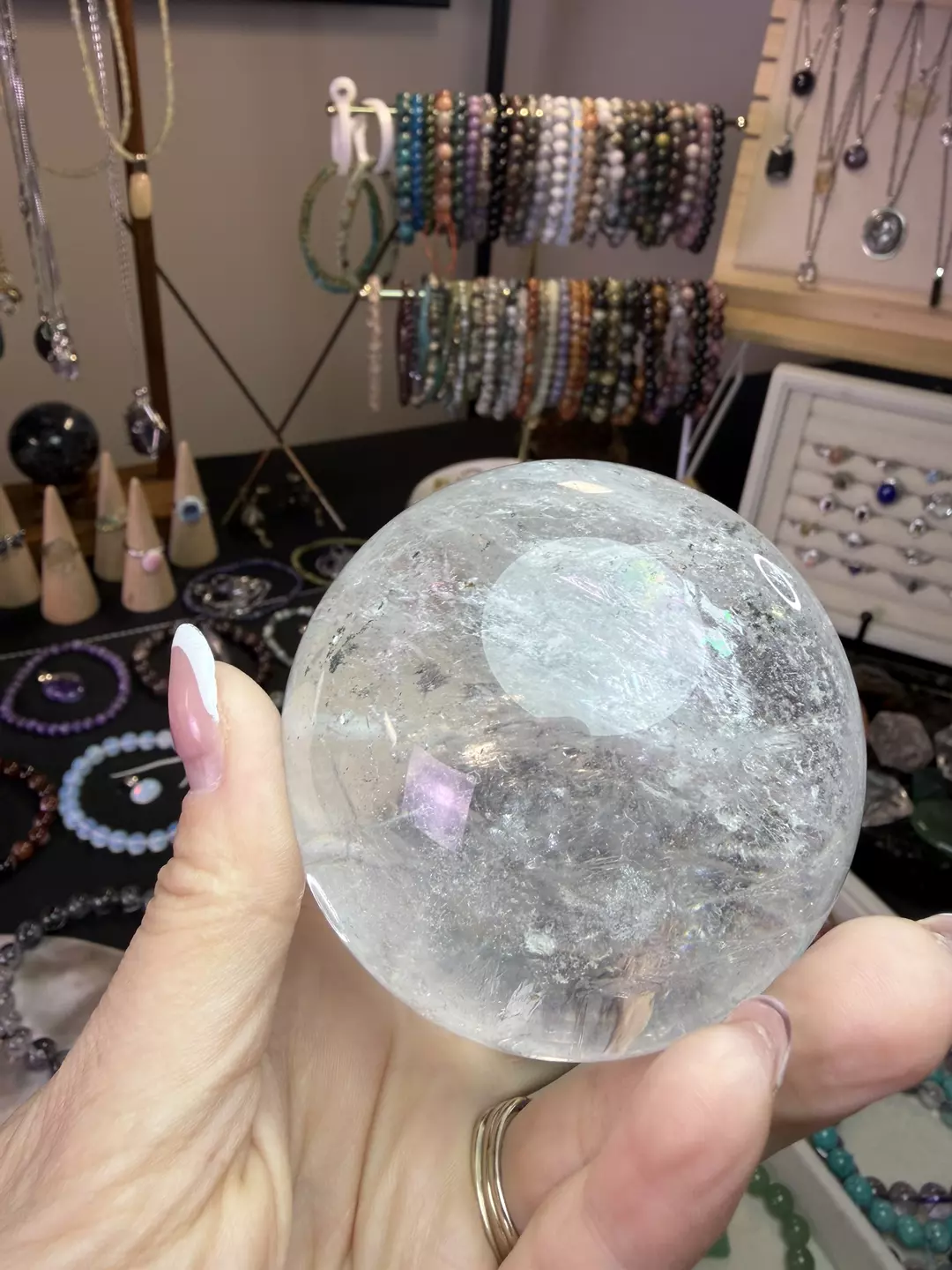 77.2mm Clear quartz with rainbows and chlorite thumbnail