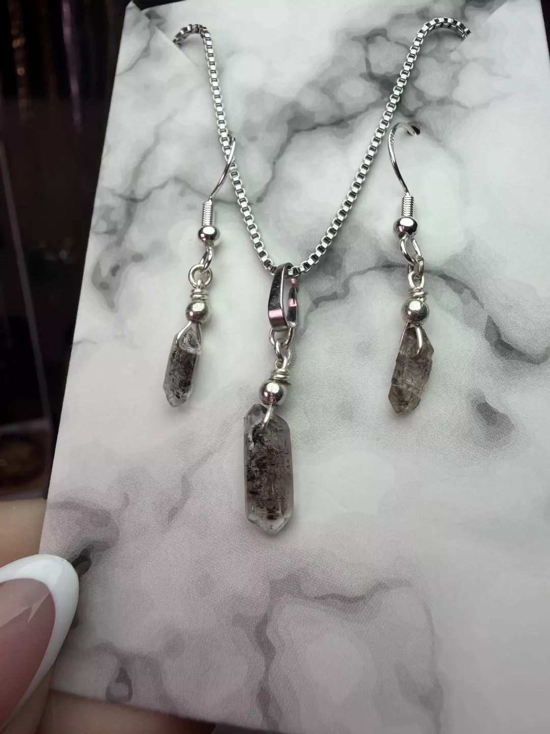 herkimer dangles and necklace set thumbnail