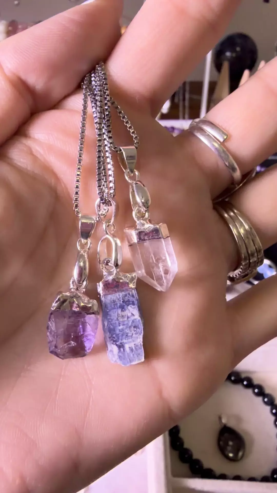 3 pack necklaces- amy, kyanite and clear quartz thumbnail