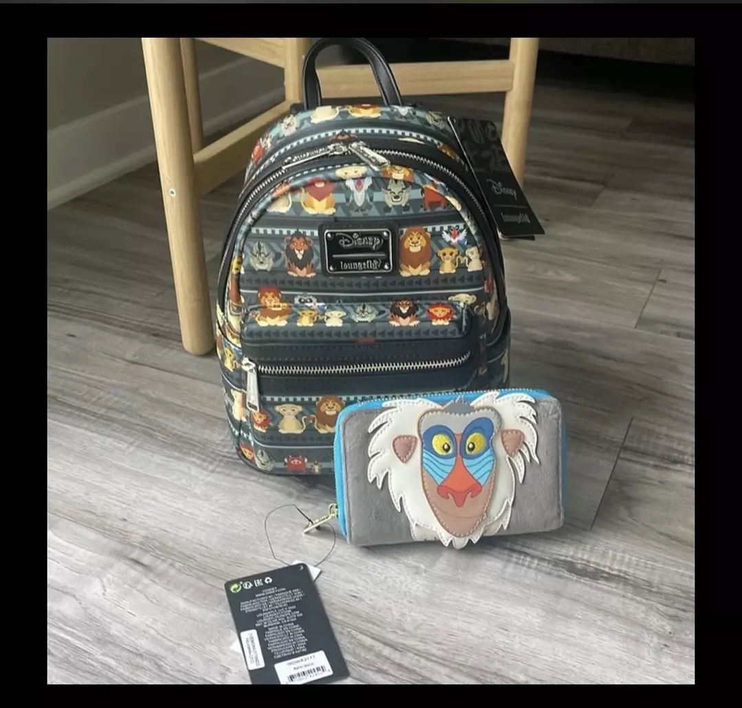 Loungefly Disney The Lion King Tribal Chibi back pack and Rafiki wallet new! thumbnail