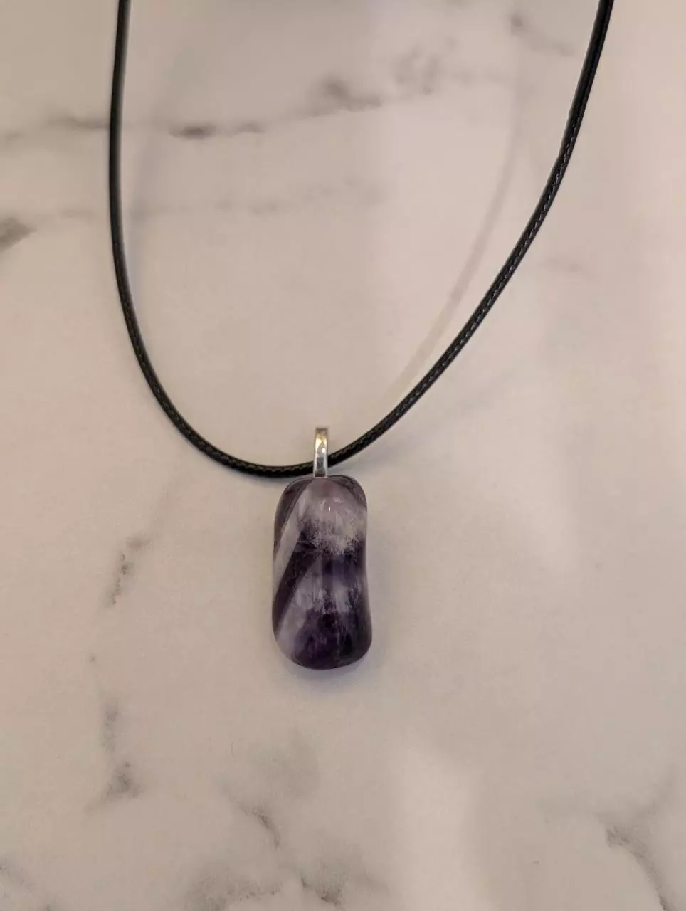 Chevron Amethyst on 22-24" black adjustable faux leather  thumbnail