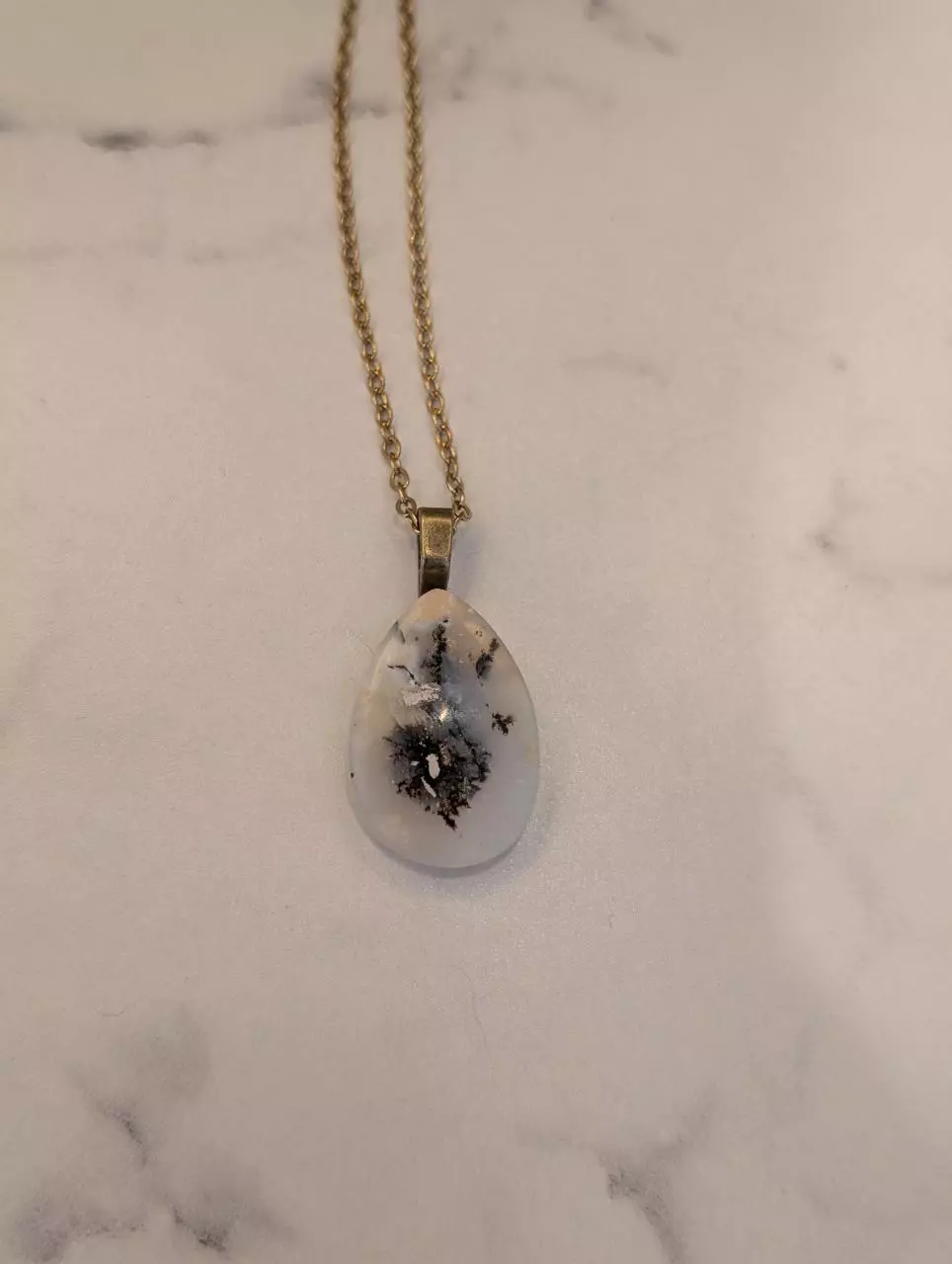 Dendritic Opal on 20" gold tone stainless steel  thumbnail